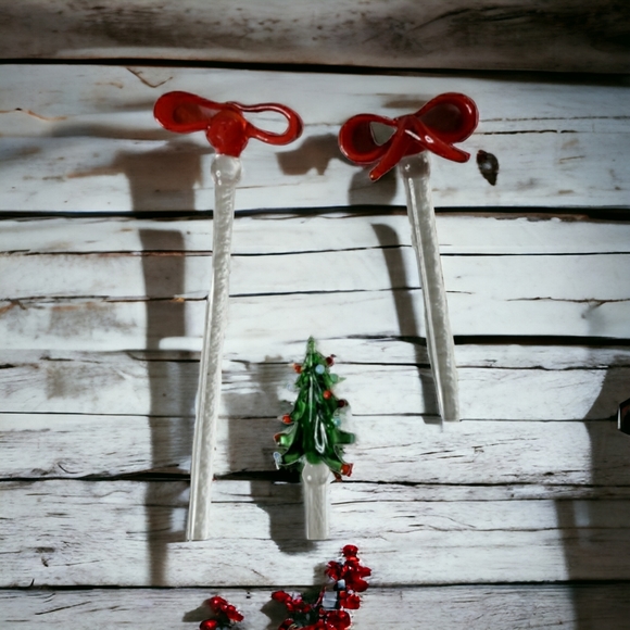 Holiday Glass Swizzle Sticks Drink Cocktail Stirrers 10 - Picture 9 of 9